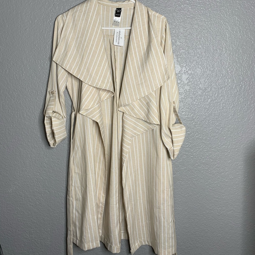Cream and white color coat/cover up
